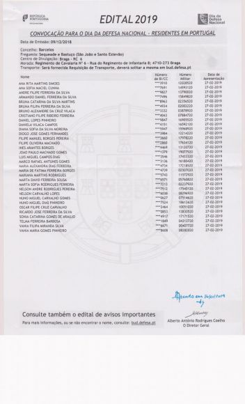 Convoca&ccedil;&atilde;o para o Dia da Defesa Nacional - Edital 2019