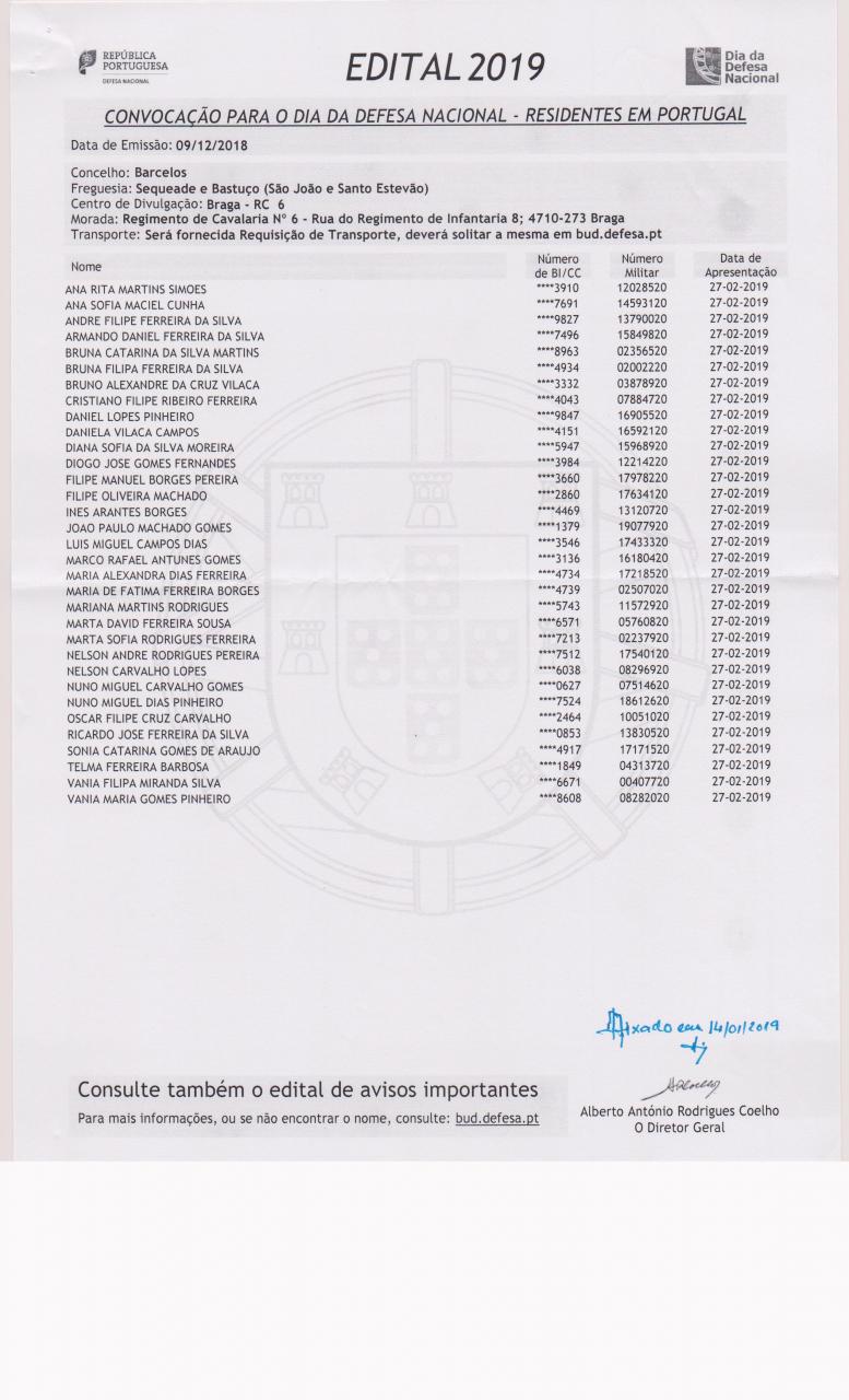 Convocação para o Dia da Defesa Nacional - Edital 2019